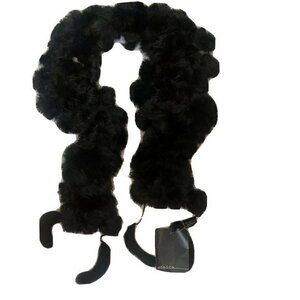 Designer Monica Scarf Rabbit Hair Fur Black wrap
